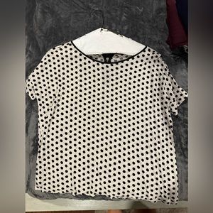 Loft black and white polka dot top size medium